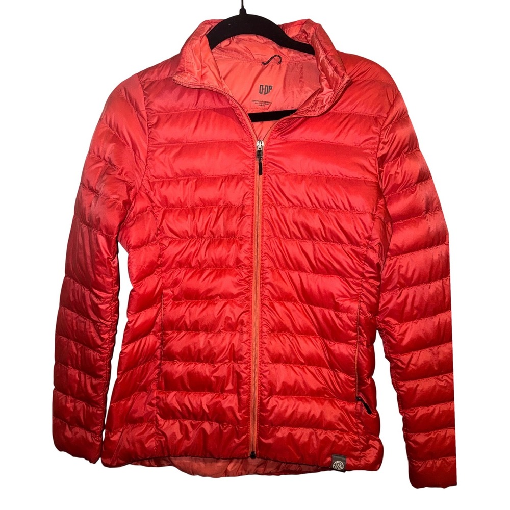 REI Co-op Down Jacket  S Red Orange Puffer Full Zip Lightweight Outdoor FLAW
